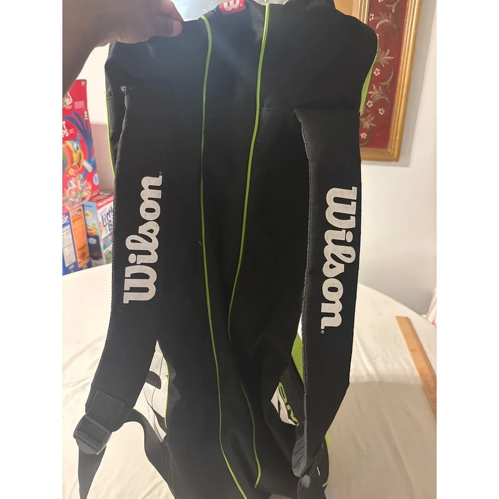 Wilson Team Tennis Racket Bag Unisex OS Black Lime Green  Backpack Strap